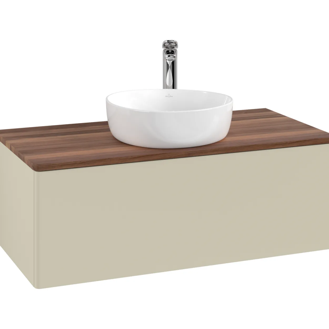 V&b antao servantskap 1 skuff glatt 1000x360x500 m/kranhull silkegrå/valnøtt