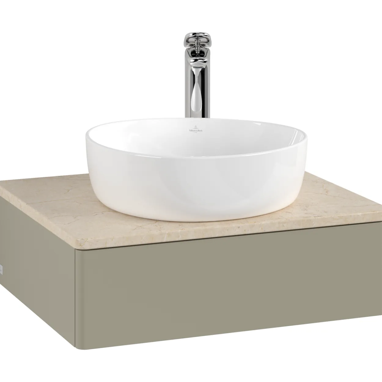 V&b antao servantskap 1 skuff glatt 600x190x500 m/kranhull stengrå/créme