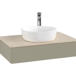V&b antao servantskap 1 skuff glatt 800x190x500 m/kranhull stengrå/créme