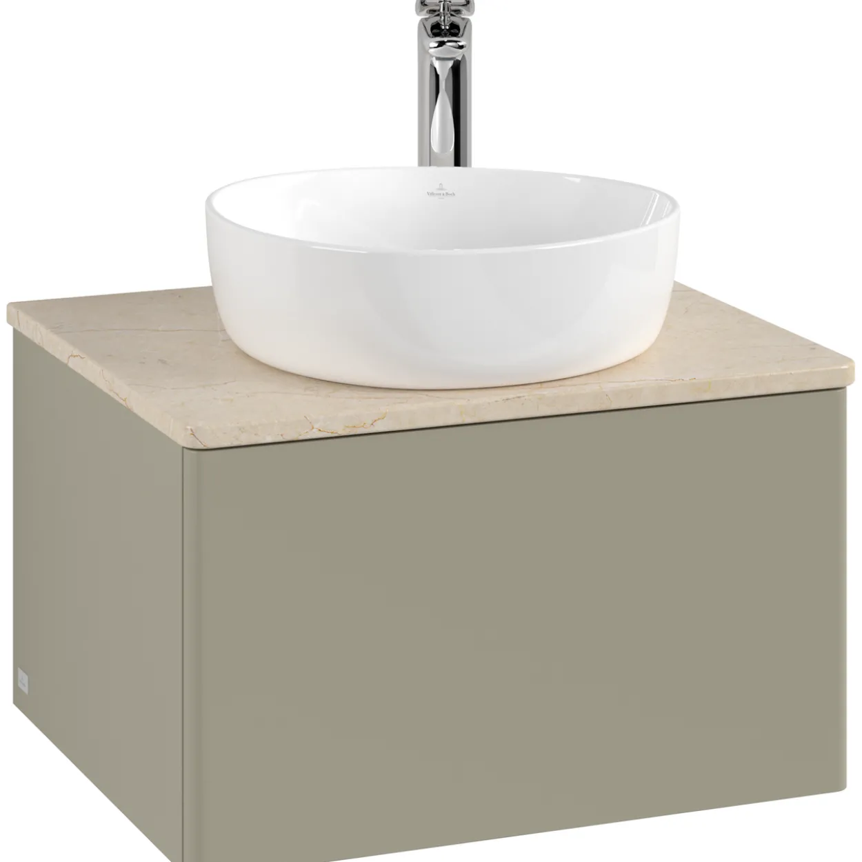 V&b antao servantskap 1 skuff glatt 600x360x500 m/kranhull stengrå/créme