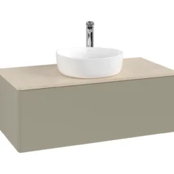 V&b antao servantskap 1 skuff glatt 1000x360x500 m/kranhull stengrå/créme