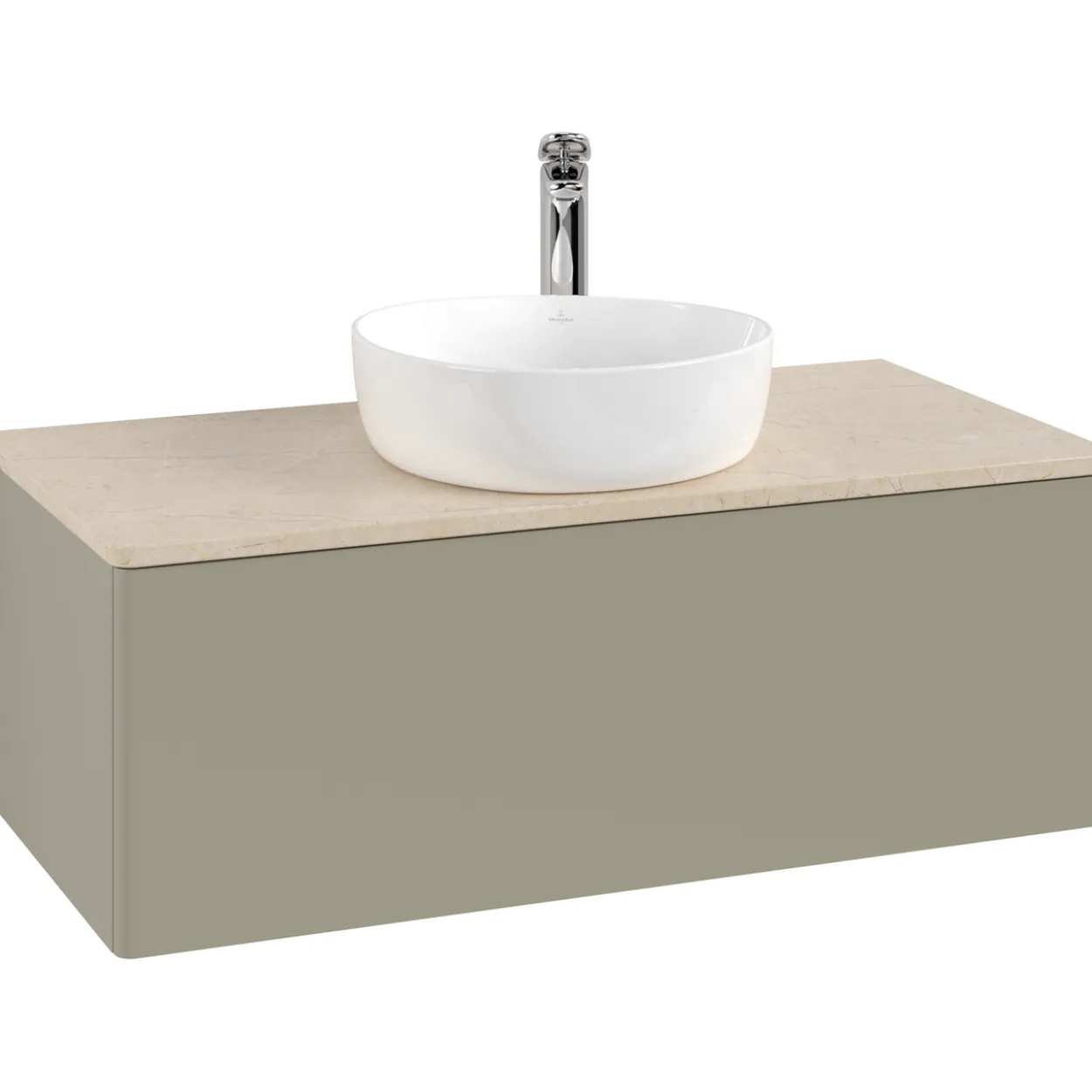 V&b antao servantskap 1 skuff glatt 1000x360x500 m/kranhull stengrå/créme