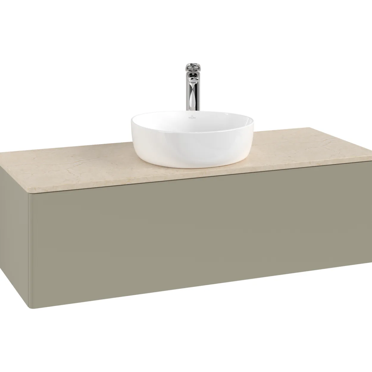 V&b antao servantskap 1 skuff glatt 1200x360x500 m/kranhull stengrå/créme