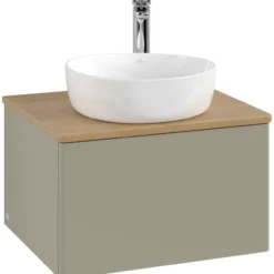 V&b antao servantskap 1 skuff glatt 600x360x500 m/kranhull stengrå/eik