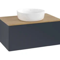 V&b antao servantskap 1 skuff glatt 800x360x500 u/kranhull blå/eik