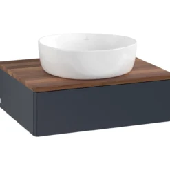 V&b antao servantskap 1 skuff glatt 600x190x500 u/kranhull blå/valnøtt