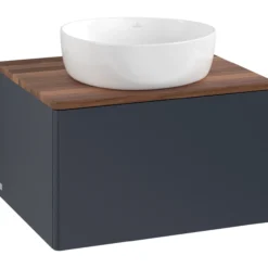 V&b antao servantskap 1 skuff glatt 600x360x500 u/kranhull blå/valnøtt
