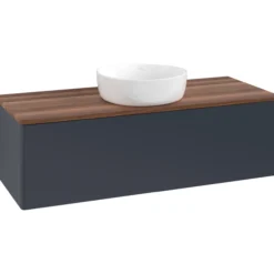 V&b antao servantskap 1 skuff glatt 1200x360x500 u/kranhull blå/valnøtt