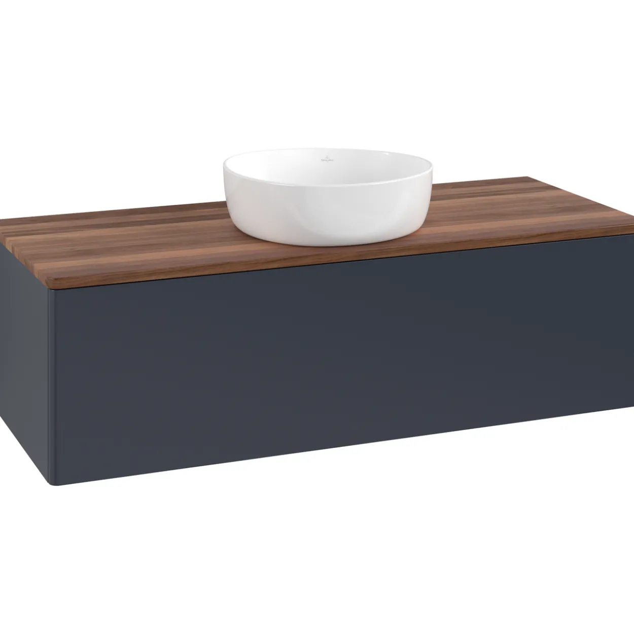V&b antao servantskap 1 skuff glatt 1200x360x500 u/kranhull blå/valnøtt