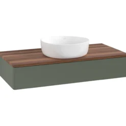 V&b antao servantskap 1 skuff glatt 1000x190x500 u/kranhull grønn/valnøtt