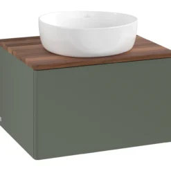 V&b antao servantskap 1 skuff glatt 600x360x500 u/kranhull grønn/valnøtt