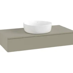 V&b antao servantskap 1 skuff glatt 1000x190x500 u/kranhull m/lys stengrå