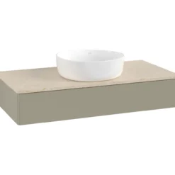 V&b antao servantskap 1 skuff glatt 1000x190x500 u/kranhull m/lys stengrå/créme