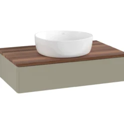 V&b antao servantskap 1 skuff glatt 800x190x500 u/kranhull m/lys stengrå/valnøtt