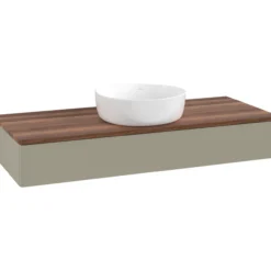 V&b antao servantskap 1 skuff glatt 1200x190x500 u/kranhull m/lys stengrå/valnøtt