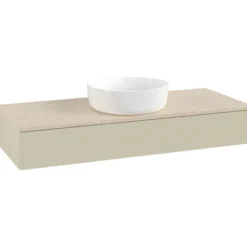 V&b antao servantskap 1 skuff glatt 1200x190x500 u/kranhull silkegrå/créme