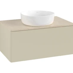 V&b antao servantskap 1 skuff glatt 800x360x500 u/kranhull silkegrå/créme