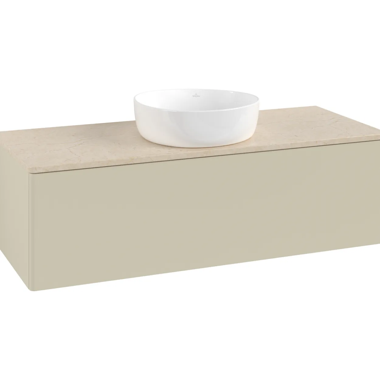 V&b antao servantskap 1 skuff glatt 1200x360x500 u/kranhull silkegrå/créme