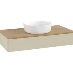 V&b antao servantskap 1 skuff glatt 1000x190x500 u/kranhull silkegrå/eik