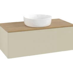 V&b antao servantskap 1 skuff glatt 1000x360x500 u/kranhull silkegrå/eik