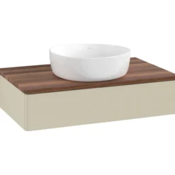 V&b antao servantskap 1 skuff glatt 800x190x500 u/kranhull silkegrå/valnøtt