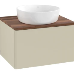 V&b antao servantskap 1 skuff glatt 600x360x500 u/kranhull silkegrå/valnøtt