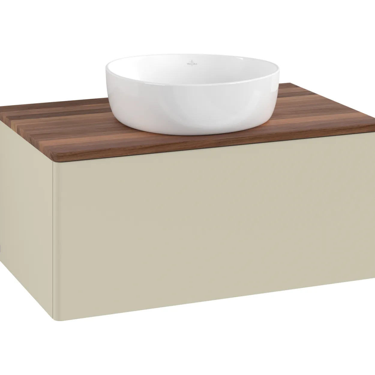 V&b antao servantskap 1 skuff glatt 800x360x500 u/kranhull silkegrå/valnøtt