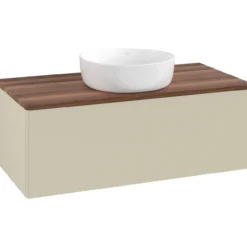 V&b antao servantskap 1 skuff glatt 1000x360x500 u/kranhull silkegrå/valnøtt
