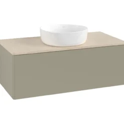 V&b antao servantskap 1 skuff glatt 1000x360x500 u/kranhull stengrå/créme