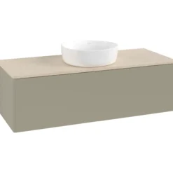 V&b antao servantskap 1 skuff glatt 1200x360x500 u/kranhull stengrå/créme