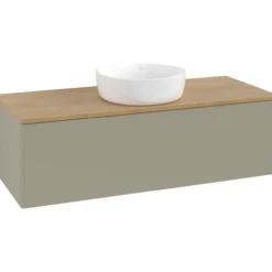 V&b antao servantskap 1 skuff glatt 1200x360x500 u/kranhull stengrå/eik