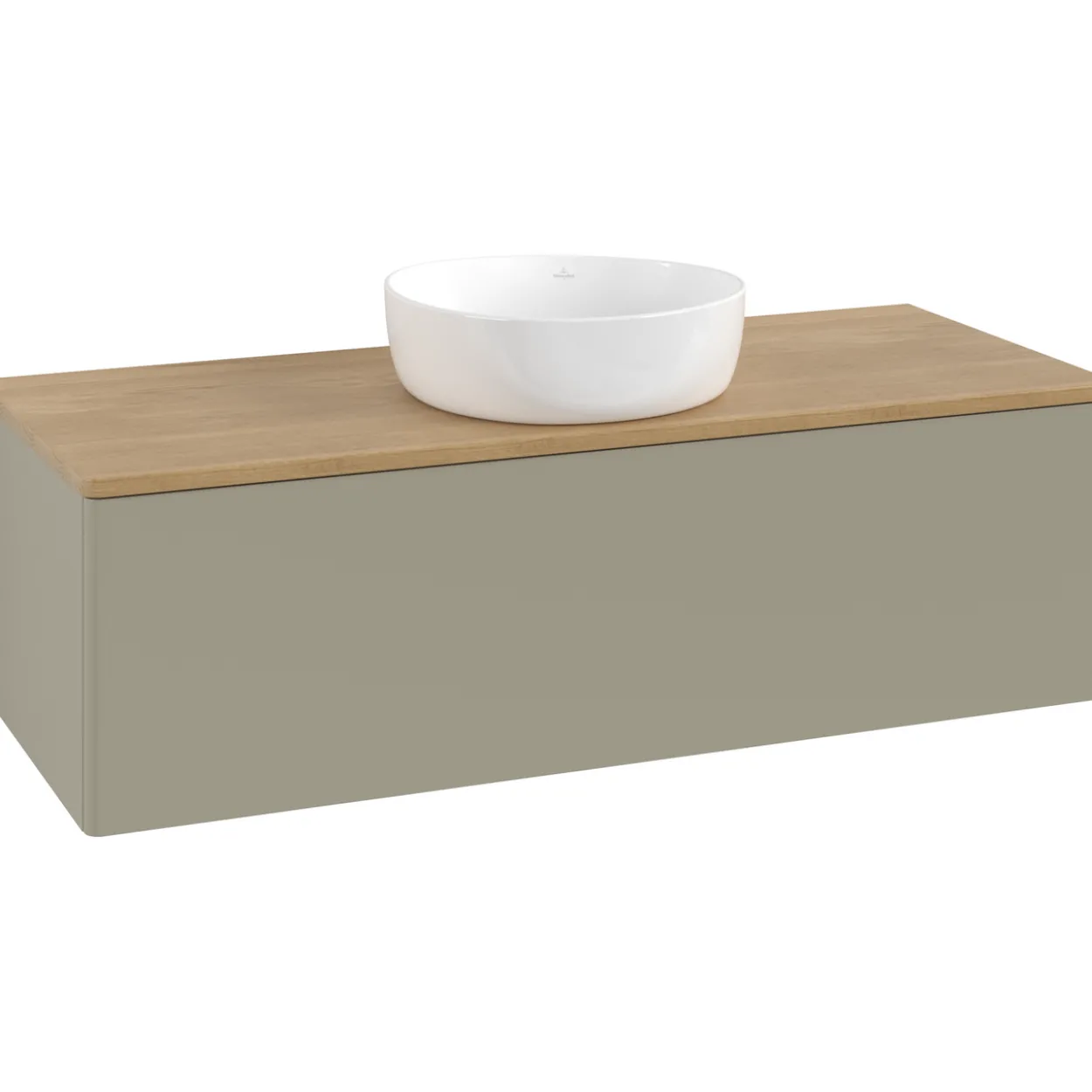 V&b antao servantskap 1 skuff glatt 1200x360x500 u/kranhull stengrå/eik