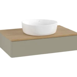 V&b antao servantskap 1 skuff glatt 800x190x500 u/kranhull stengrå/eik