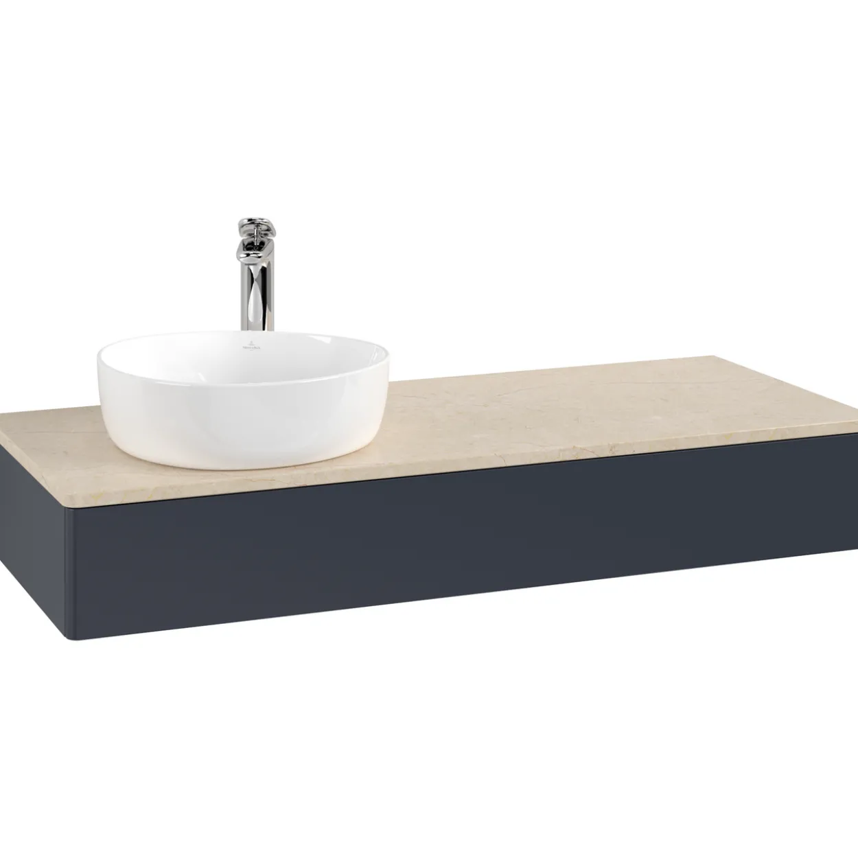 V&b antao servantskap 1 skuff glatt 1200x190x500 venstre m/kranhull blå/créme