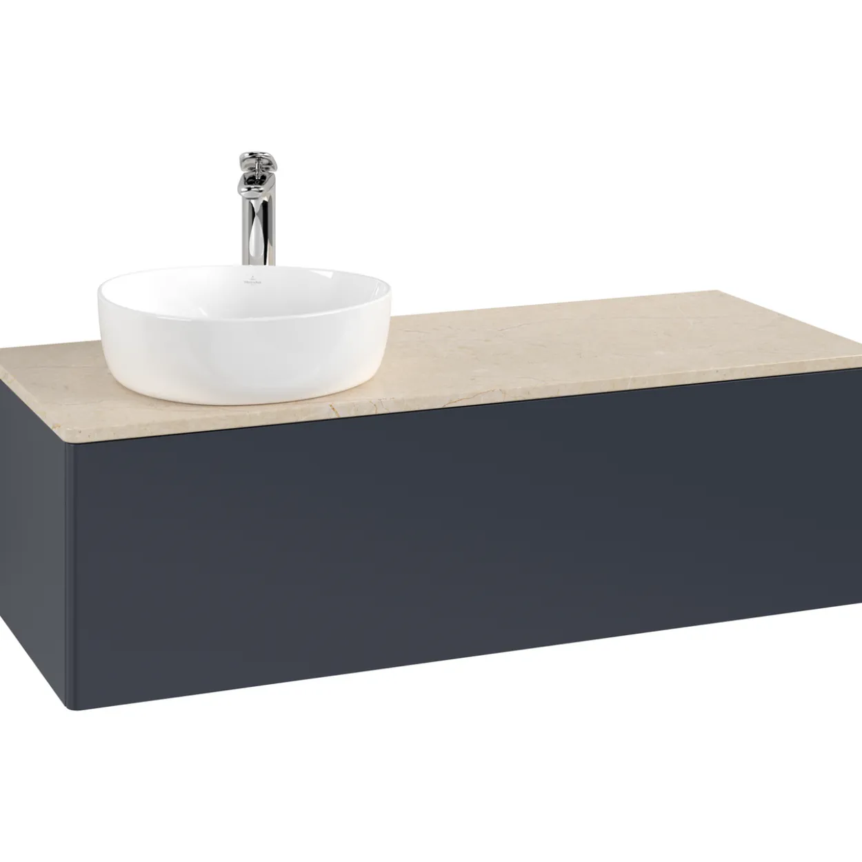 V&b antao servantskap 1 skuff glatt 1200x360x500 venstre m/kranhull blå/créme