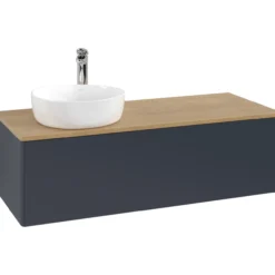 V&b antao servantskap 1 skuff glatt 1200x360x500 venstre m/kranhull blå/eik