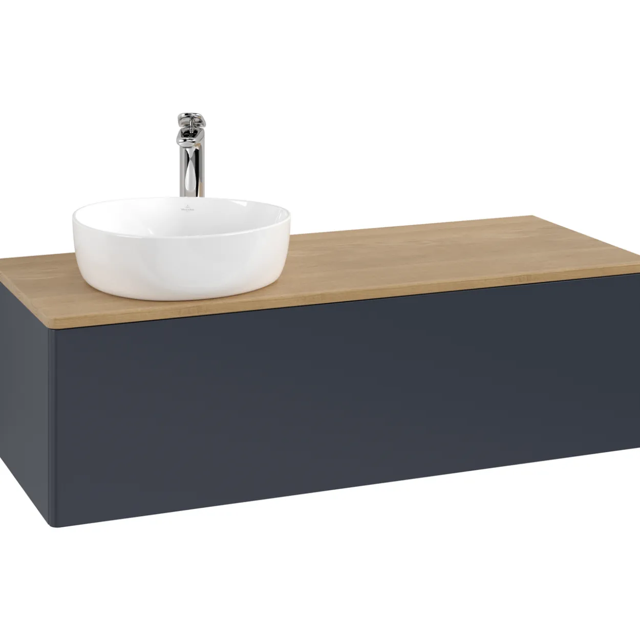 V&b antao servantskap 1 skuff glatt 1200x360x500 venstre m/kranhull blå/eik