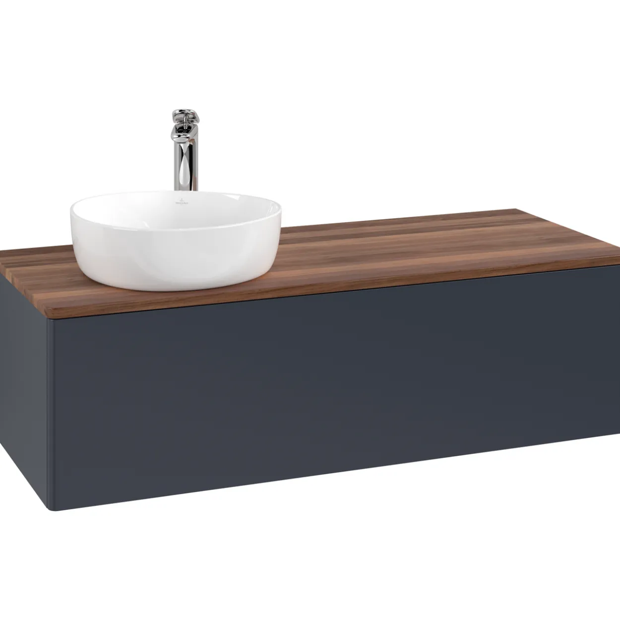 V&b antao servantskap 1 skuff glatt 1200x360x500 venstre m/kranhull blå/valnøtt