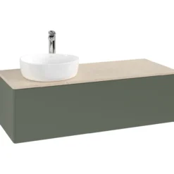 V&b antao servantskap 1 skuff glatt 1200x360x500 venstre m/kranhull grønn/créme