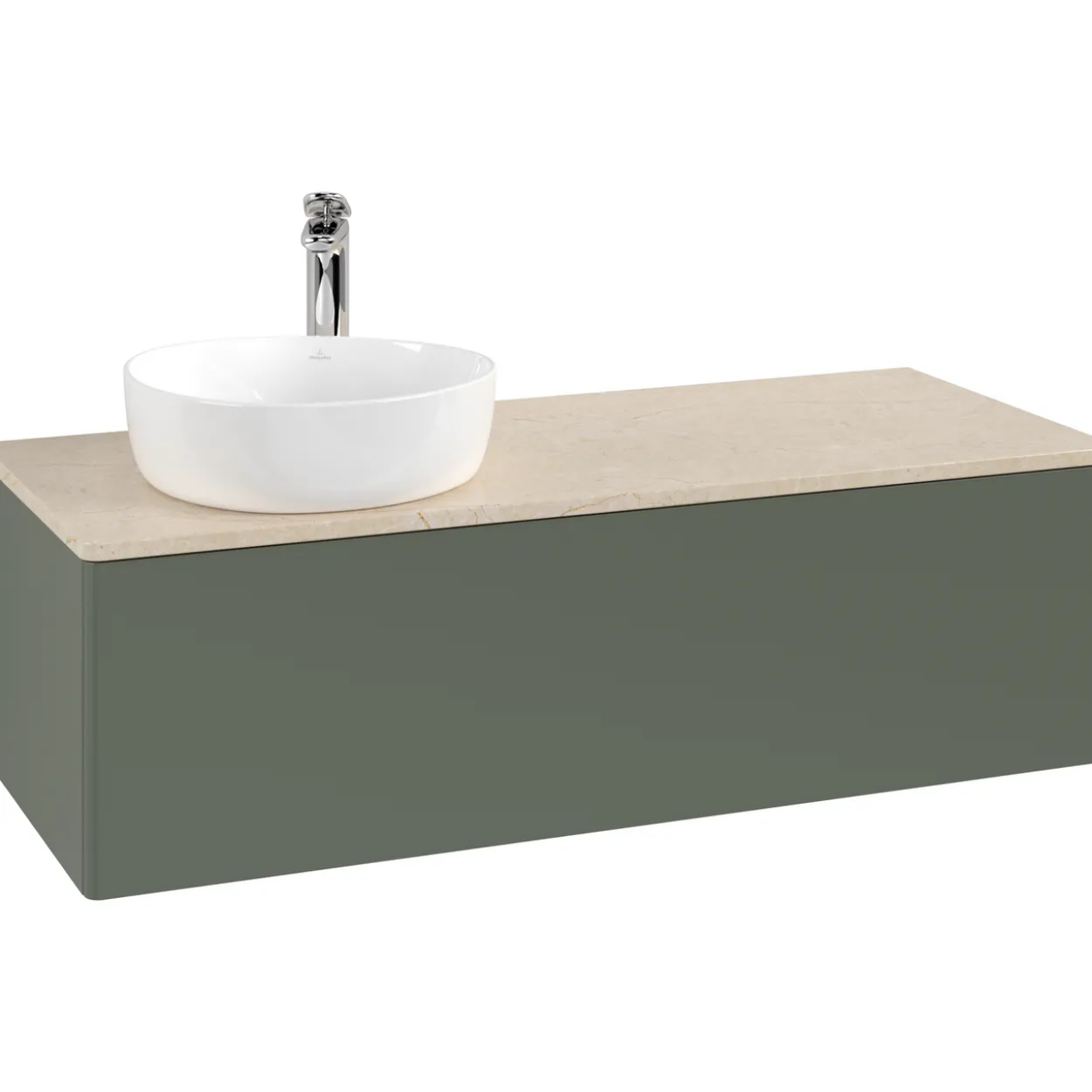 V&b antao servantskap 1 skuff glatt 1200x360x500 venstre m/kranhull grønn/créme