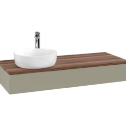 V&b antao servantskap 1 skuff glatt 1200x190x500 venstre m/kranhull m/lys stengrå/valnøtt