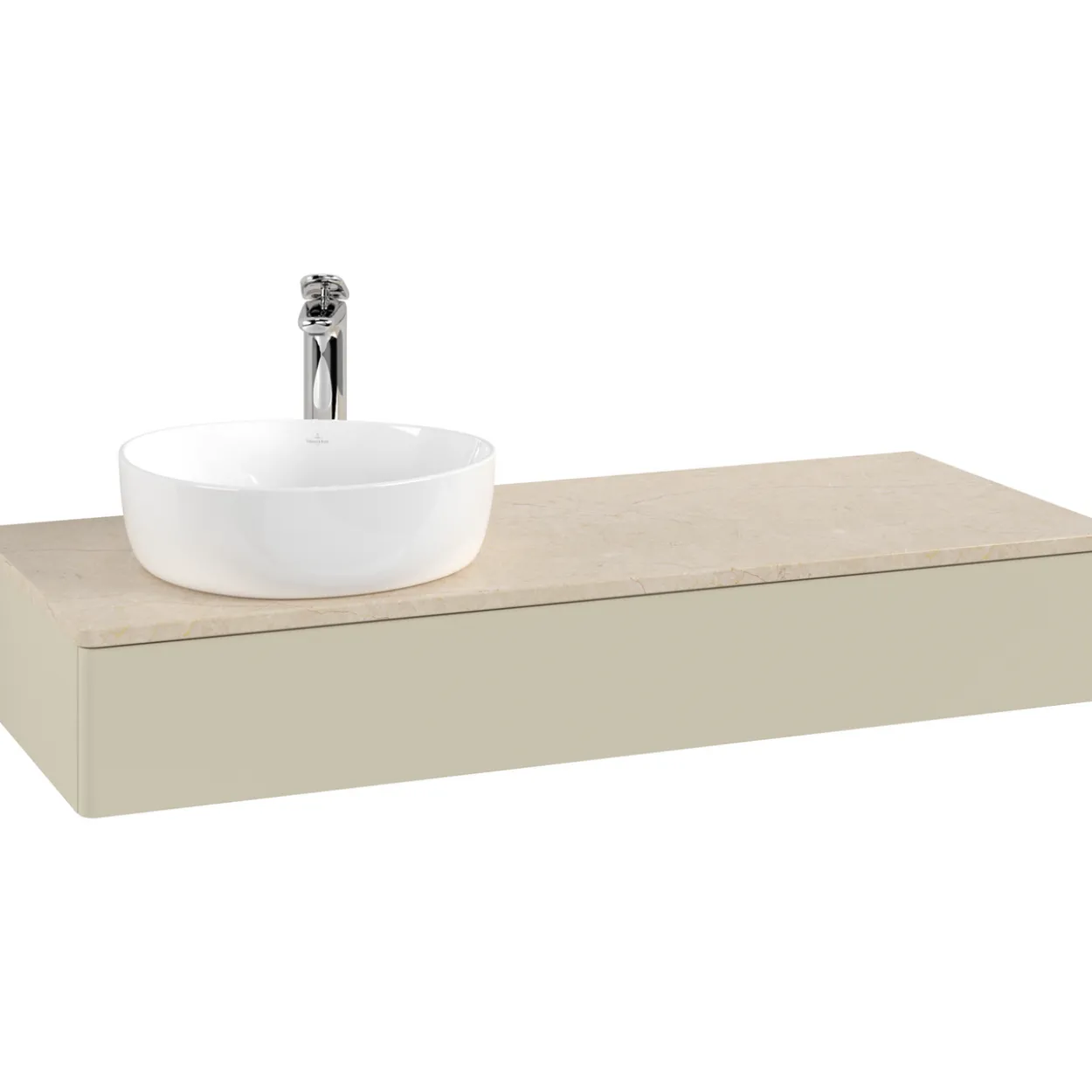 V&b antao servantskap 1 skuff glatt 1200x190x500 venstre m/kranhull m/lys silkegrå/créme