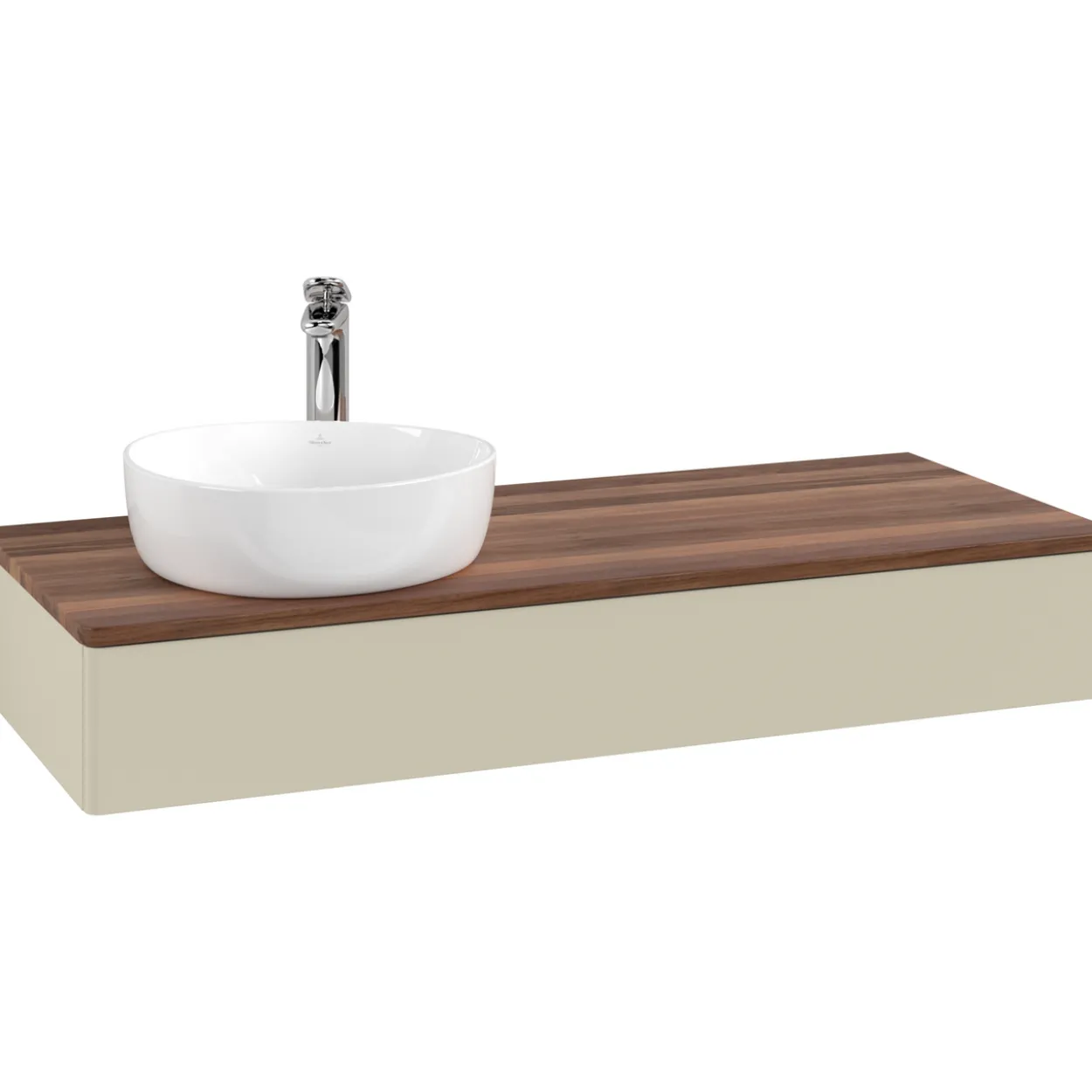V&b antao servantskap 1 skuff glatt 1200x190x500 venstre m/kranhull silkegrå/valnøtt
