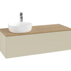 V&b antao servantskap 1 skuff glatt 1200x360x500 venstre m/kranhull silkegrå/eik