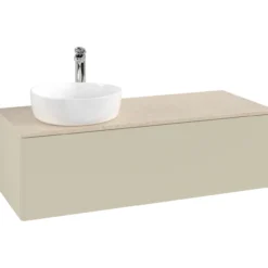 V&b antao servantskap 1 skuff glatt 1200x360x500 venstre m/kranhull silkegrå/créme