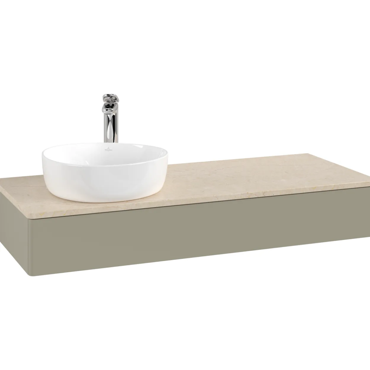 V&b antao servantskap 1 skuff glatt 1200x190x500 venstre m/kranhull stengrå/créme