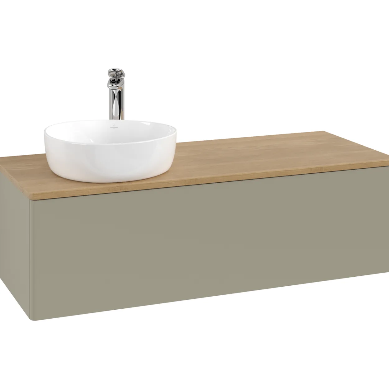 V&b antao servantskap 1 skuff glatt 1200x360x500 venstre m/kranhull stengrå/eik