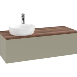 V&b antao servantskap 1 skuff glatt 1200x360x500 venstre m/kranhull stengrå/valnøtt