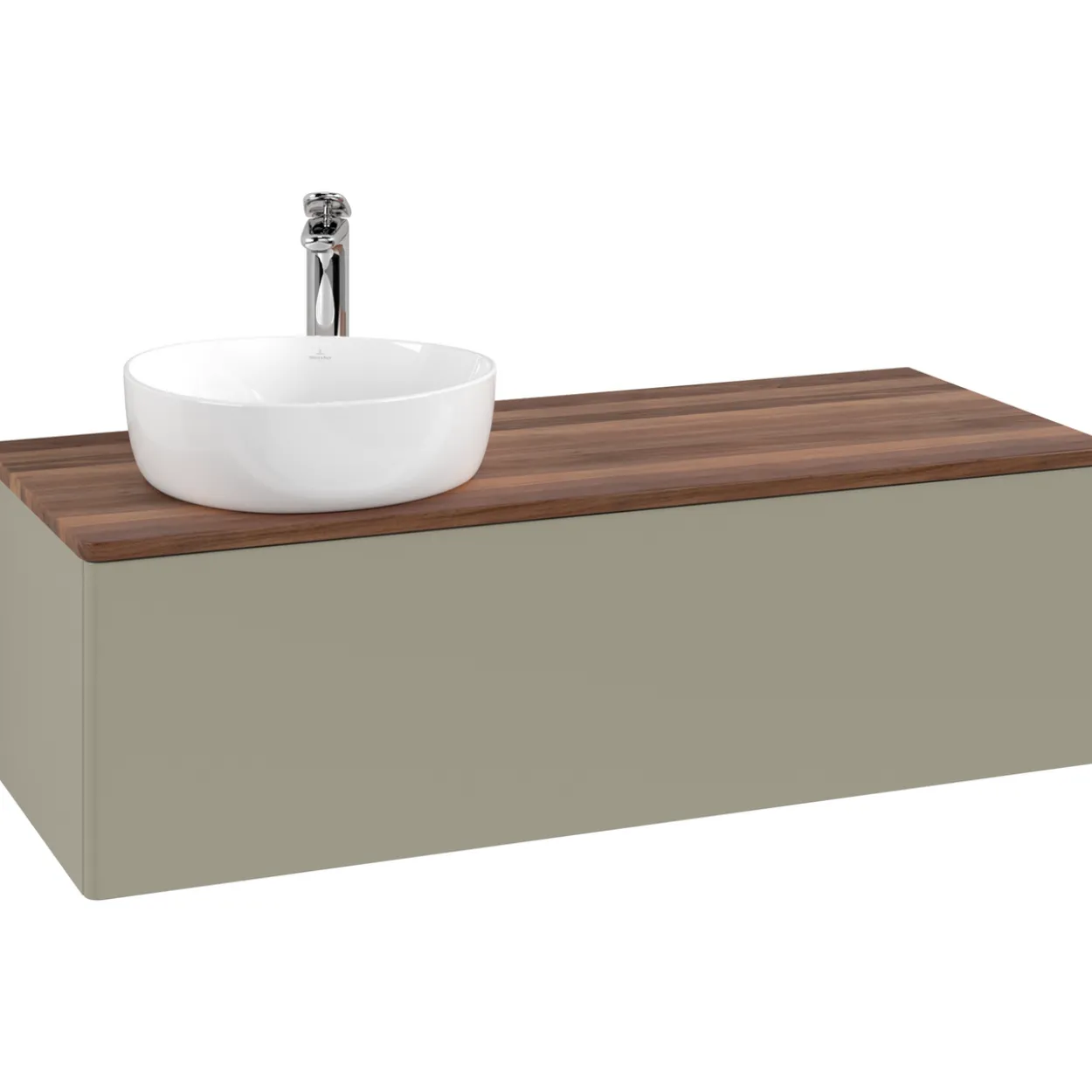 V&b antao servantskap 1 skuff glatt 1200x360x500 venstre m/kranhull stengrå/valnøtt