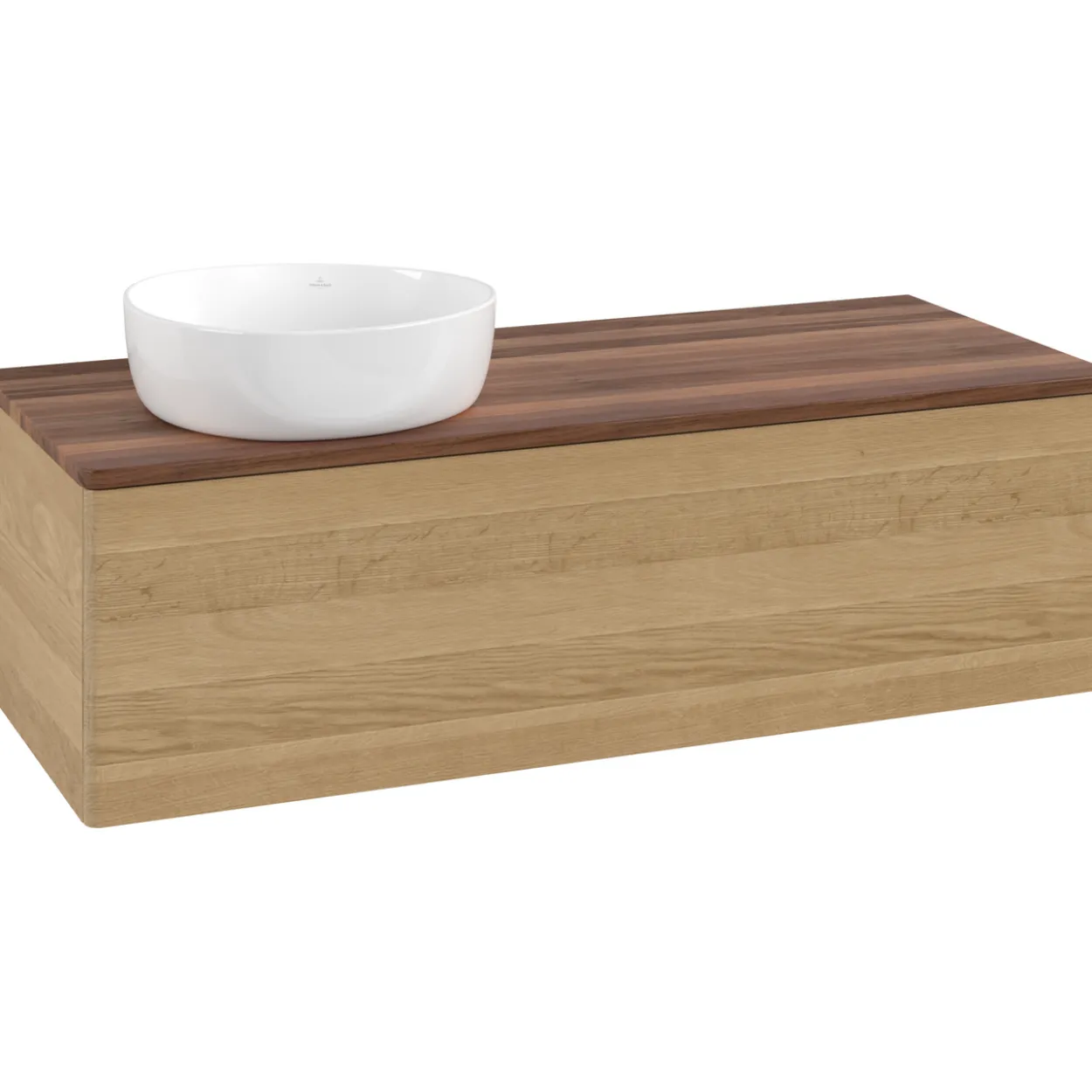 V&b antao servantskap 1 skuff glatt 1200x360x500 venstre u/kranhull eik/valnøtt